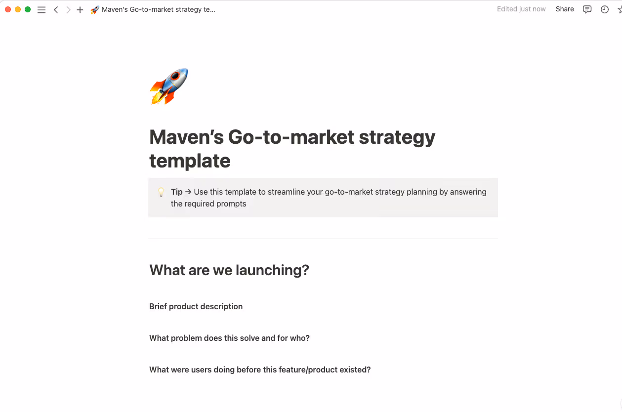 Go-to-market strategy doc template