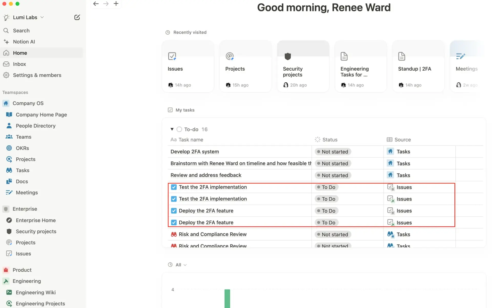 Find Jira synced issues assigned to you under My tasks in your Notion Home page