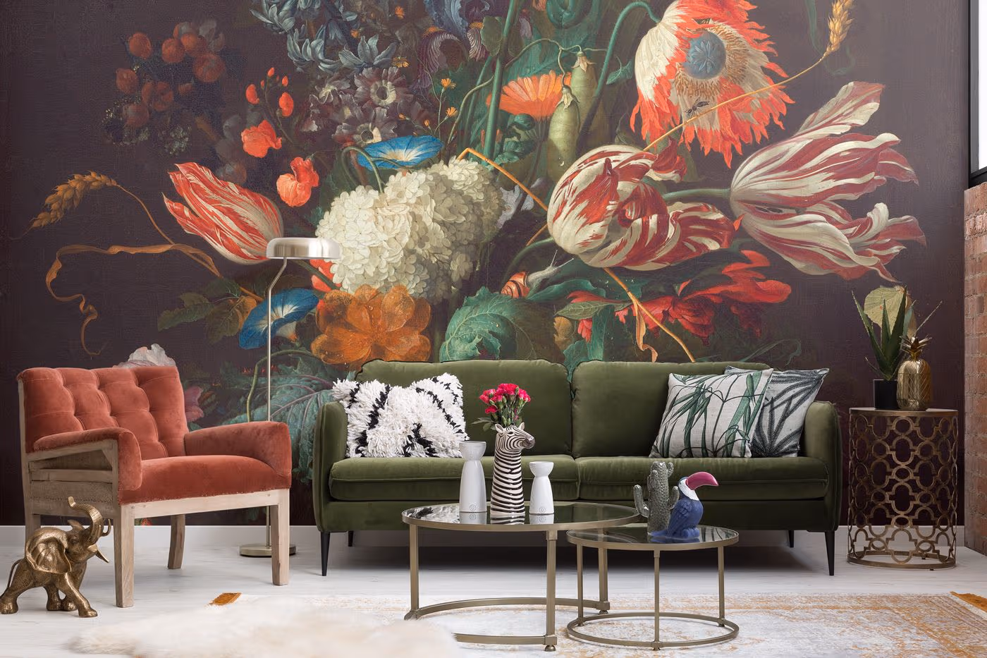 An example of maximalist design in the home, a style made up of mixed patters, saturated colors, and bold choices. Image from House Beautiful.