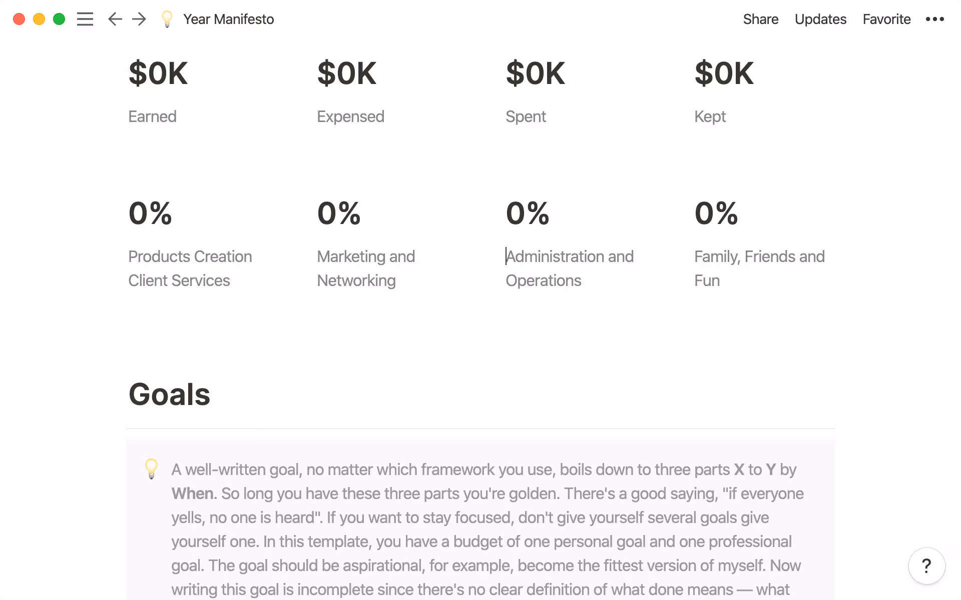 Set goals and create a plan of action using this template.