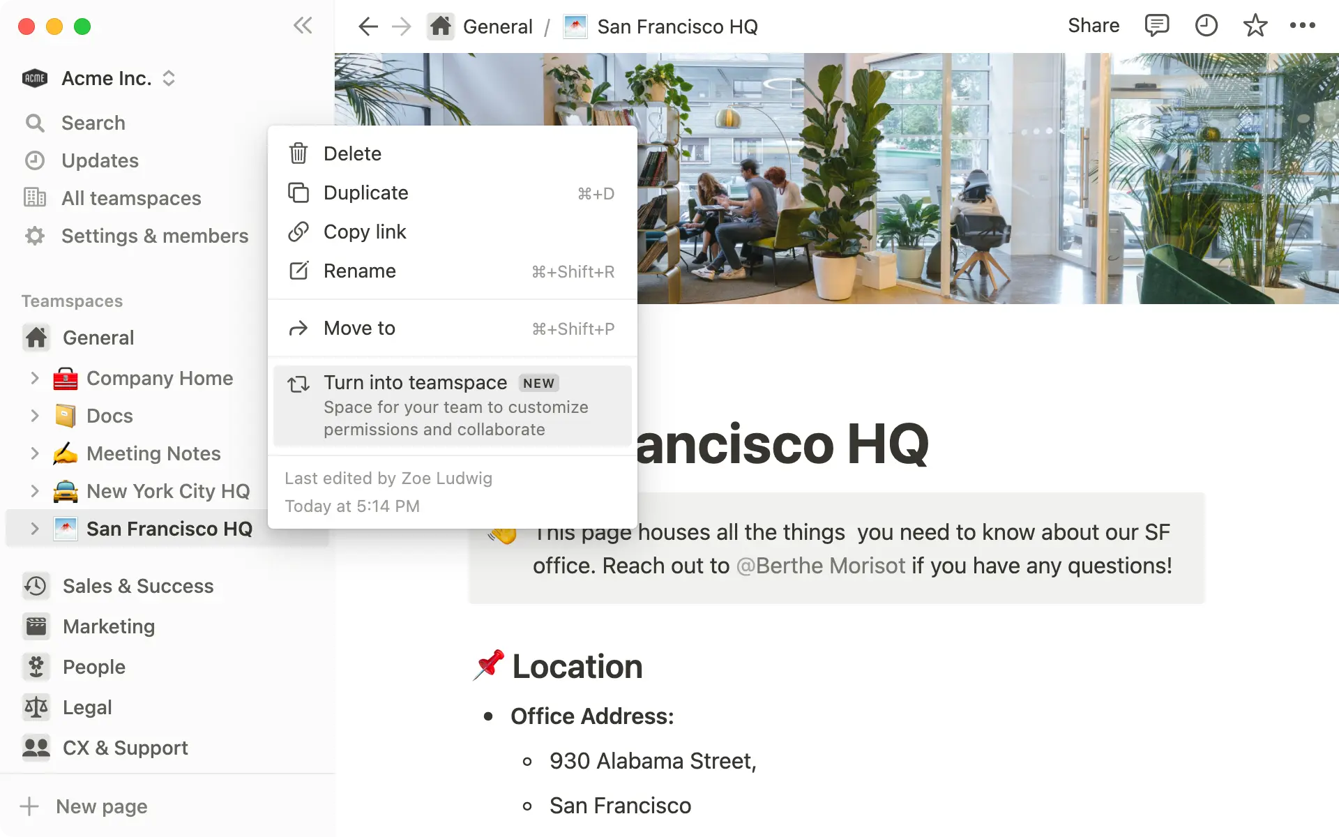 Workspace owner teamspaces hero