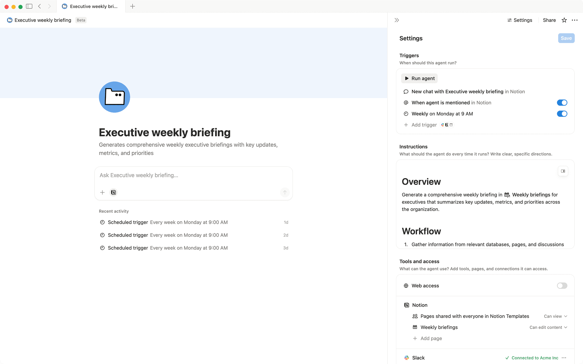 Executive weekly briefing