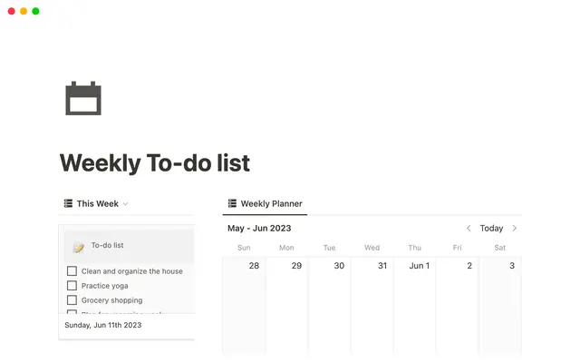 Weekly To-do list