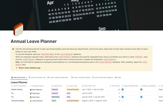 Annual Leave Planner